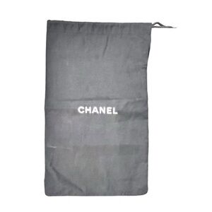 Chanel‎ Black w/White Letters Cotton Drawstring Top Dust Cover Bag 8" x 12.75”
